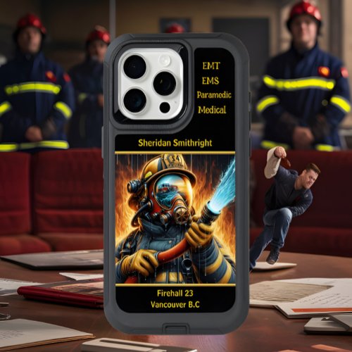Everyday Heroes Firefighter Battling Flames iPhone 15 Pro Max Case
