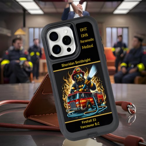 Everyday Heroes Firefighter Battling Flames iPhone 15 Pro Max Case