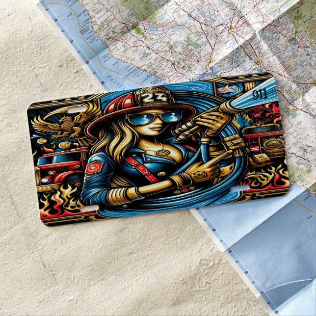 Everyday Heroes Firefighter Femme Fatale License Plate (In Situ)