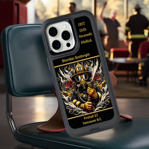 Everyday Heroes Firefighter With Hose And Flames iPhone 15 Pro Max Case