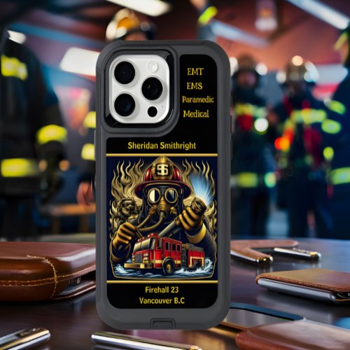 Everyday Heroes Firefighter With Hose and Truck iPhone 15 Pro Max Case