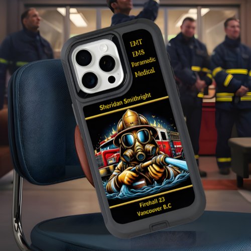 Everyday Heroes Firefighter With Hose and Truck iPhone 15 Pro Max Case
