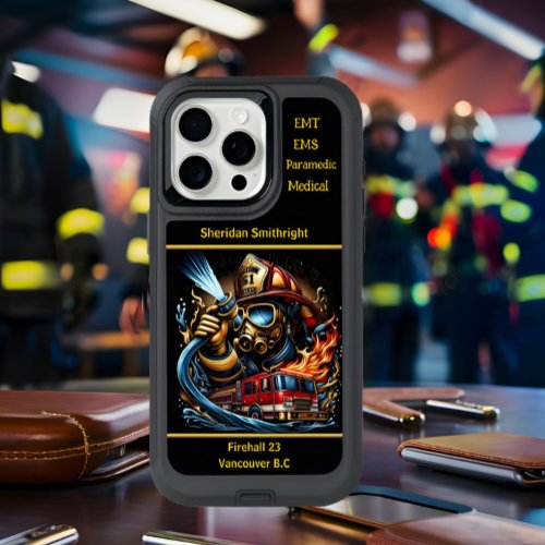 Everyday Heroes Firefighter With Hose and Truck iPhone 15 Pro Max Case