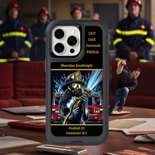 Everyday Heroes Firefighter Woman Holding Hose iPhone 15 Pro Max Case