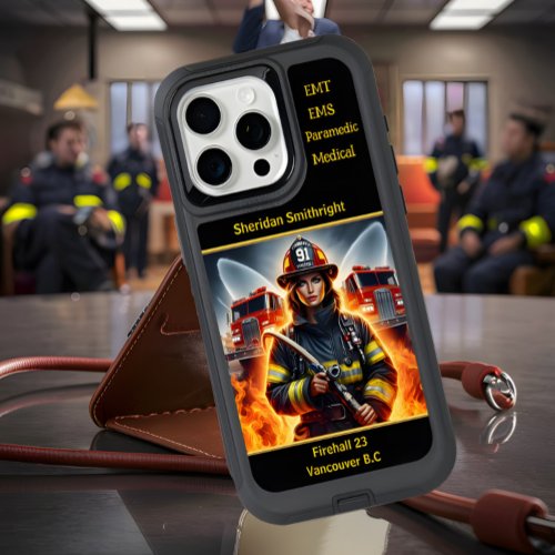 Everyday Heroes Firefighter Woman With Hose iPhone 15 Pro Max Case