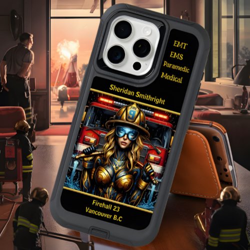 Everyday Heroes Firefighter Woman With Hose iPhone 15 Pro Max Case