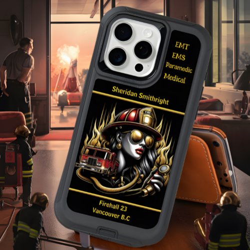 Everyday Heroes Firefighter Woman With Truck iPhone 15 Pro Max Case