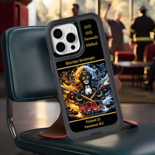 Everyday Heroes Firefighter Woman With Truck iPhone 15 Pro Max Case