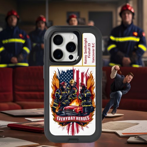 Everyday Heroes Firefighters Battling Flames iPhone 15 Pro Case