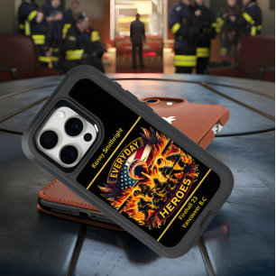 Everyday Heroes Firefighters Battling Plane Fire iPhone 15 Pro Case