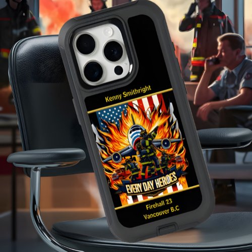 Everyday Heroes Firefighters Battling Plane Fire iPhone 15 Pro Case