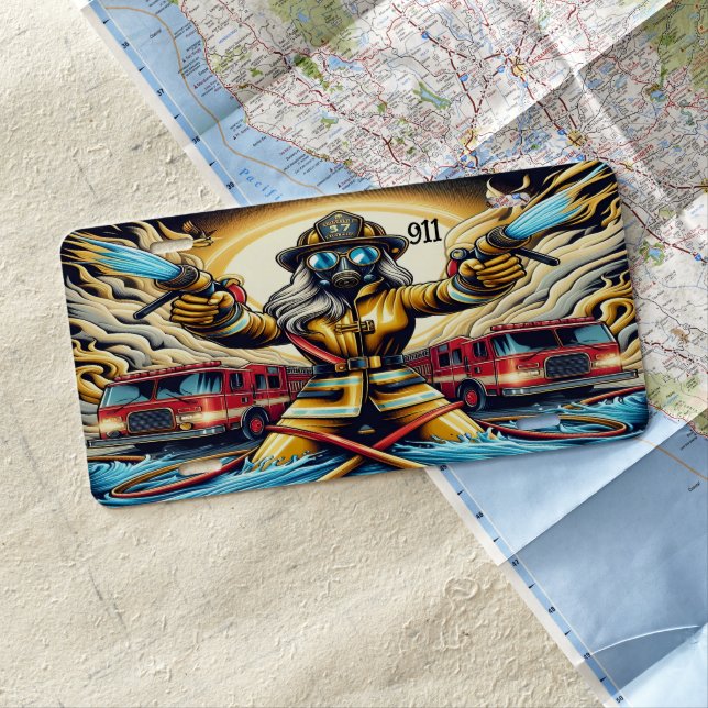 Everyday Heroes Firefighters Fury License Plate (In Situ)