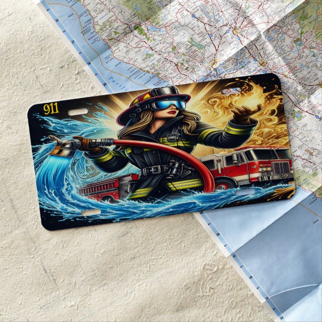 Everyday Heroes Firefighters Fury License Plate (In Situ)