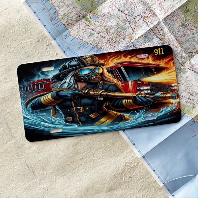 Everyday Heroes Firefighters Fury License Plate (In Situ)