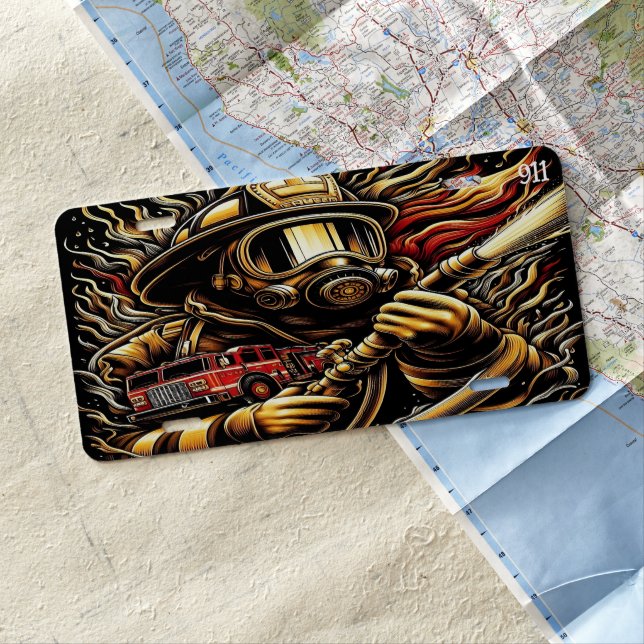 Everyday Heroes Firefighters Golden Hours License Plate (In Situ)