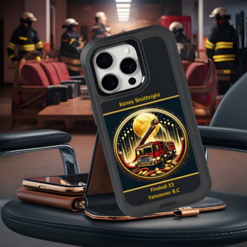 Everyday Heroes Firetruck Under The Golden Moon iPhone 15 Pro Case