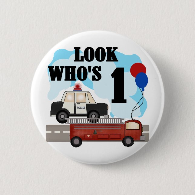 Everyday Heroes First Birthday Tshirts and Gifts Button (Front)