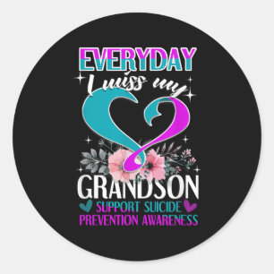 Everyday I Miss My Grandson Suicide Prevention Classic Round Sticker