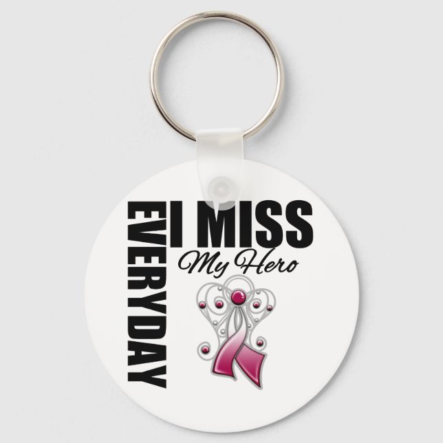 Everyday I Miss My Hero Head Neck Cancer Keychain (Front)