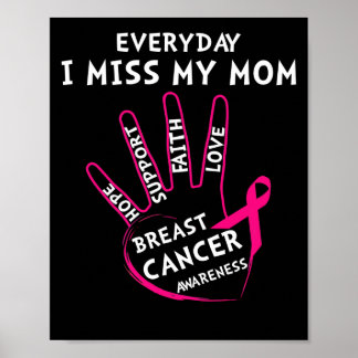Everyday I Miss My Mom Ribbon Pink Breast Cancer Poster