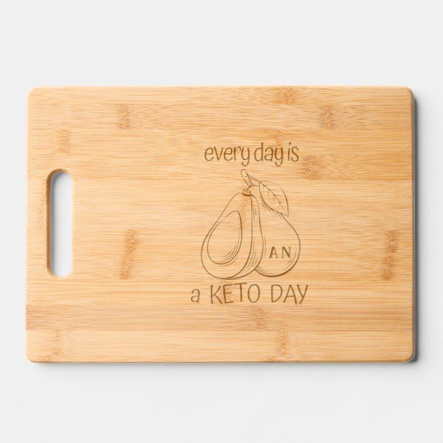 Everyday is a Keto Day Avocado Custom Monogrammed  Engraved Cutting Board (Front)