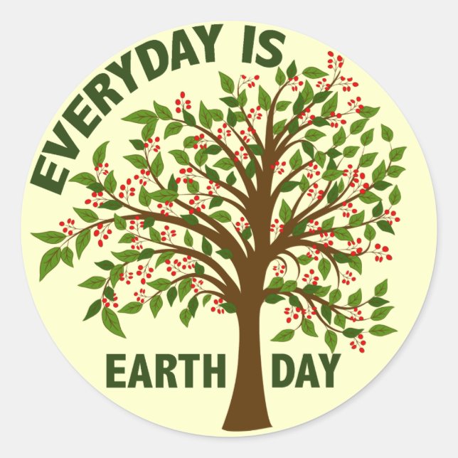 EVERYDAY IS EARTH DAY CLASSIC ROUND STICKER (Front)