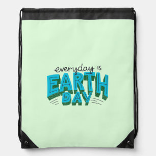 Everyday is Earth Day Green Drawstring Bag