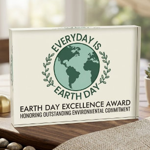 Everyday Is Earth Day - Vintage Green Earth Lover Acrylic Award