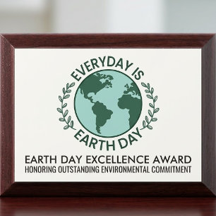 Everyday Is Earth Day - Vintage Green Earth Lover Award Plaque