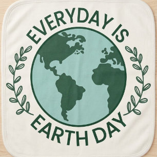 Everyday Is Earth Day - Vintage Green Earth Lover Baby Burp Cloth