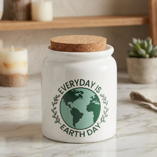 Everyday Is Earth Day - Vintage Green Earth Lover Candy Jar