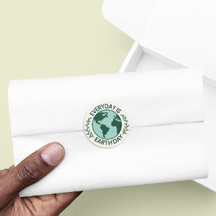 Everyday Is Earth Day - Vintage Green Earth Lover Classic Round Sticker