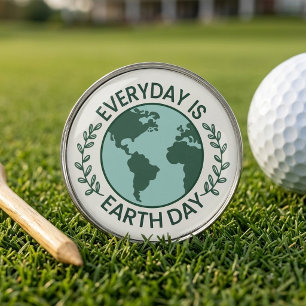 Everyday Is Earth Day - Vintage Green Earth Lover Golf Ball Marker