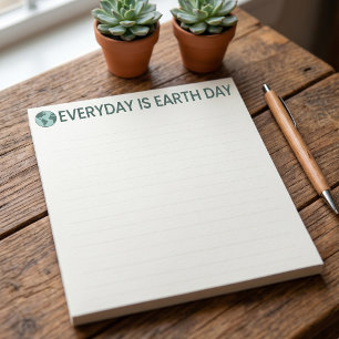 Everyday Is Earth Day - Vintage Green Earth Lover Notepad