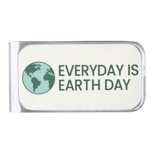 Everyday Is Earth Day - Vintage Green Earth Lover Silver Finish Money Clip
