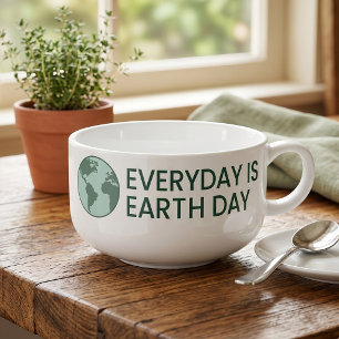 Everyday Is Earth Day - Vintage Green Earth Lover Soup Mug