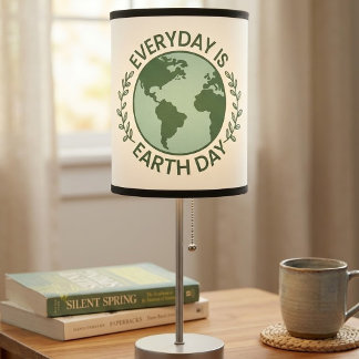 Everyday Is Earth Day - Vintage Green Earth Lover Table Lamp