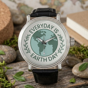 Everyday Is Earth Day - Vintage Green Earth Lover Watch