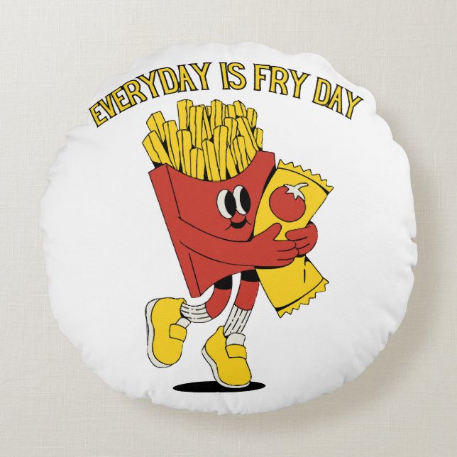 Everyday Is Fry Day Round Pillow (Front)