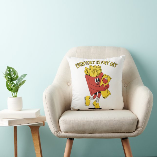 Everyday Is Fry Day Throw Pillow (Chair)