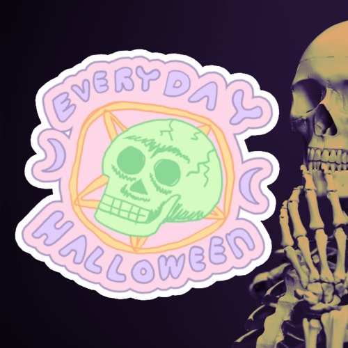 Everyday Is Halloween _ Kawaii Pastel Goth Skull Sticker