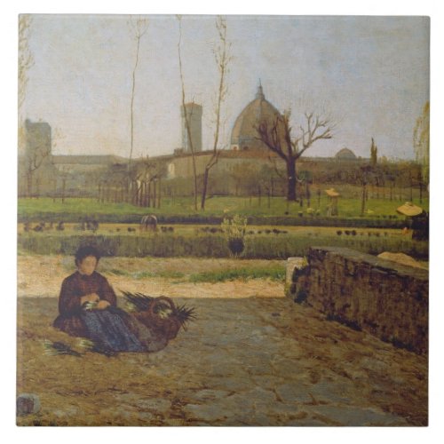 Everyday Scene near Florence c1865 Tile