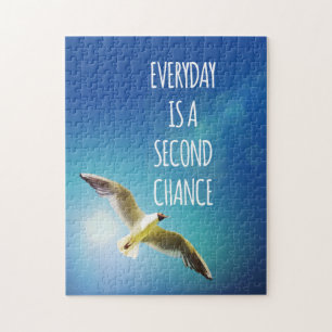 Everyday Second Chance Seagull Inspirational Quote Jigsaw Puzzle
