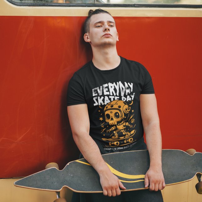 Everyday Skate Day Skull Skateboard Graphic Tee (Creator Uploaded)