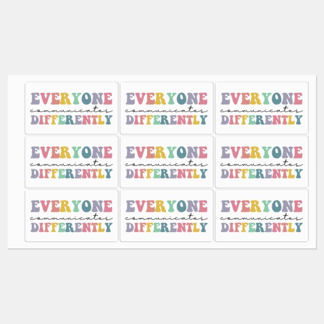 Everyone Communicate Differently, Autism Support Labels (Sheet)
