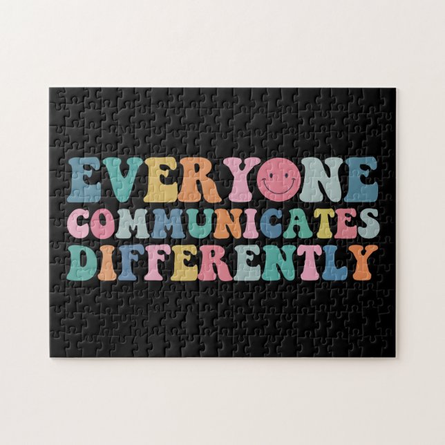 Everyone Communicates Differently Autism Awareness Jigsaw Puzzle (Horizontal)