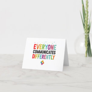 Everyone Communicates Differently Autism Awareness Letterpress Thank You Card