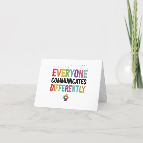 Everyone Communicates Differently Autism Awareness Thank You Card