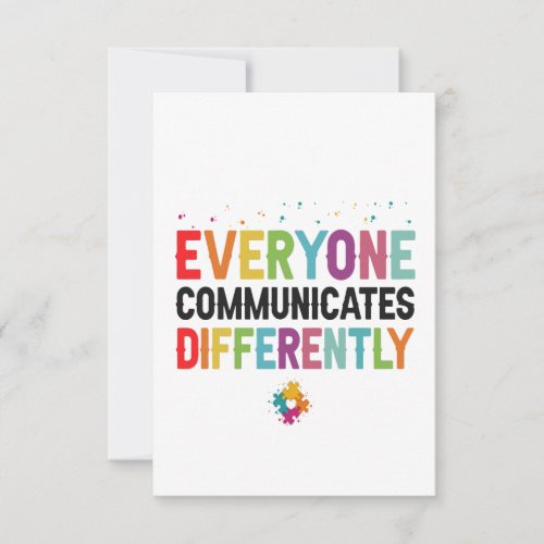 Everyone Communicates Differently Autism Awareness Thank You Card