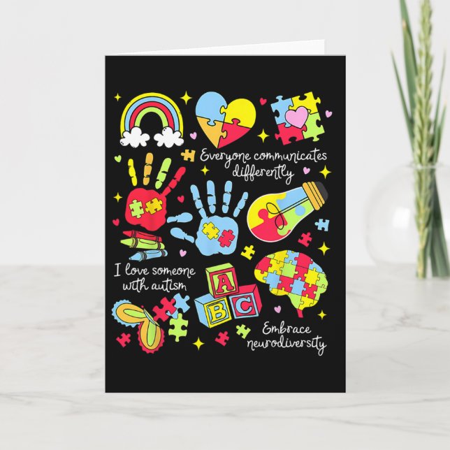 Everyone Communicates Differently Autism Sped Teac Card (Front)